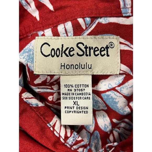 Cooke Street Hawaiian Floral Short Sleeve XL Extra Large Red Floral Aloha EUC - Picture 7 of 8